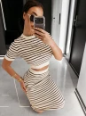 Komplet damski OLAVOGA SATINA 2026 brąz - maWer Fashion