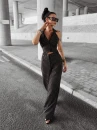 Komplet damski OLAVOGA NICE 2025 czarny w paski - maWer Fashion