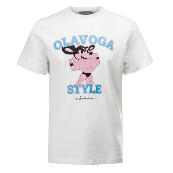 T-shirt męski OLAVOGA COMPRE 2025 ecru - maWer Fashion