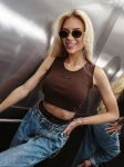 Top damski OLAVOGA ELZARA 2026 brązowy - maWer Fashion