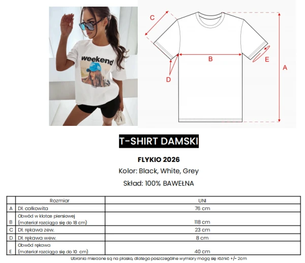 T-shirt damski OLAVOGA FLYKIO 2026 szary - maWer Fashion