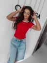 T-shirt damski OLAVOGA GABRIELA 2026 czerwony - maWer Fashion