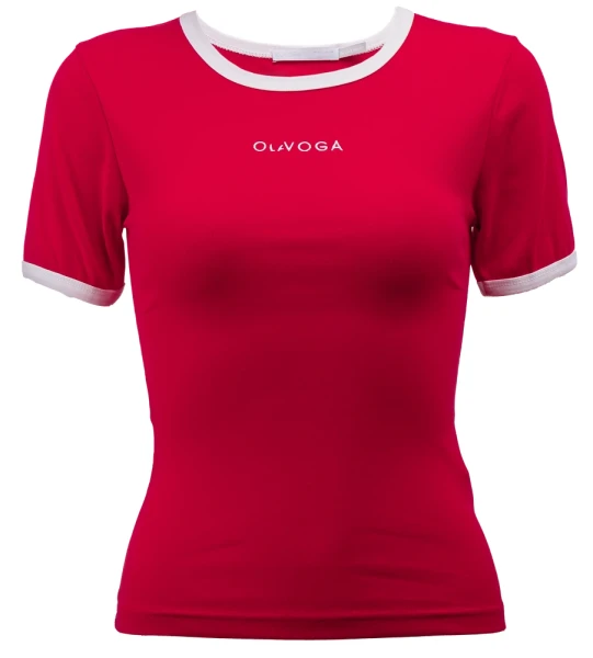 T-shirt damski OLAVOGA GABRIELA 2026 czerwony - maWer Fashion