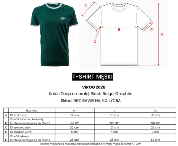 T-shirt męski OLAVOGA VIROO 2026 ciemna zieleń - maWer Fashion