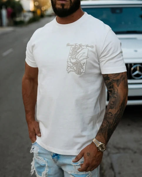 T-shirt męski OLAVOGA LUXVEENCE 2026 ecru - maWer Fashion