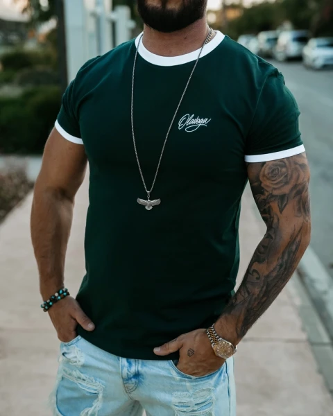T-shirt męski OLAVOGA VIROO 2026 ciemna zieleń - maWer Fashion