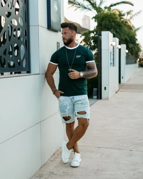 T-shirt męski OLAVOGA VIROO 2026 ciemna zieleń - maWer Fashion