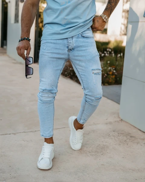 Spodnie męskie jeansy OLAVOGA AMERON 2026 jasny niebieski - maWer Fashion