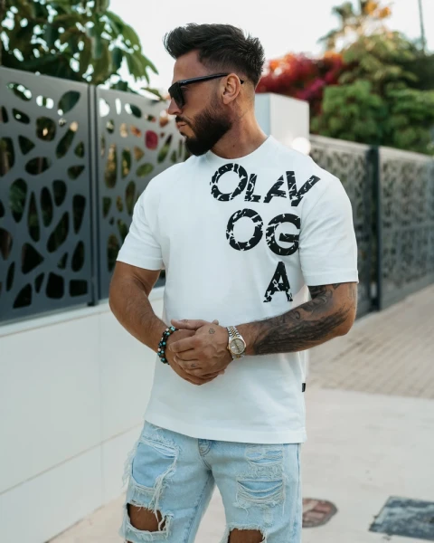 T-shirt męski OLAVOGA MALOR 2026 ecru - maWer Fashion