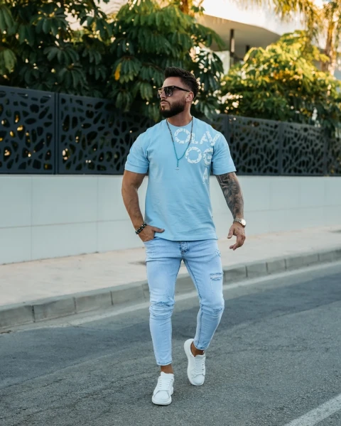T-shirt męski OLAVOGA MALOR 2026 błękitny - maWer Fashion