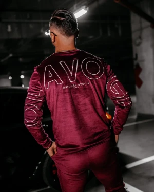 Welurowy komplet męski OLAVOGA VELVET ASH MEN 2026 burgund