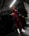 Welurowy komplet męski OLAVOGA VELVET ASH MEN 2025 - bordo - maWer  Fashion