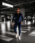 Welurowy komplet męski OLAVOGA VELVET ASH MEN 2025 - granatowy - maWer  Fashion