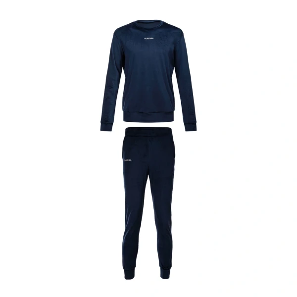Welurowy komplet męski OLAVOGA VELVET ASH MEN 2025 - granatowy - maWer  Fashion