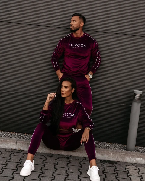 Welurowy komplet męski OLAVOGA DRESSY MEN bordo - maWer Fashion