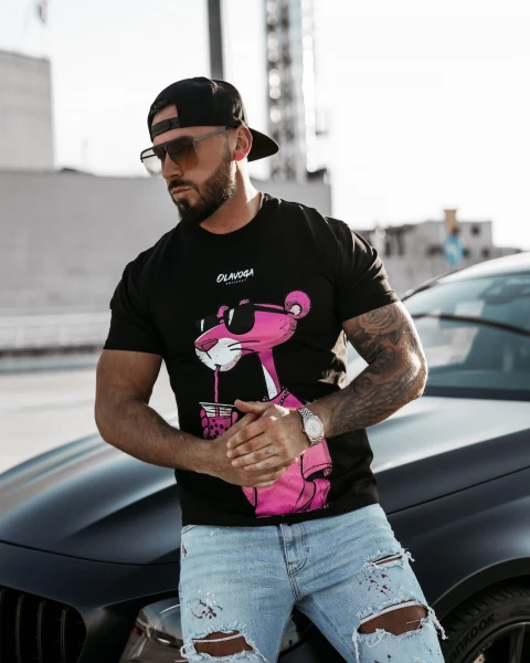 T-shirt męski OLAVOGA HILL 2025 czarny – maWer Fashion