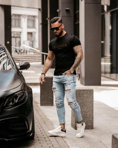 T-shirt męski OLAVOGA HUGO czarny – maWer Fashion