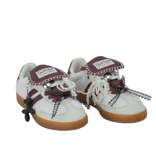 Buty damskie sneakersy OLAVOGA ANATY 2026 ecru- wine red  - maWer Fashion