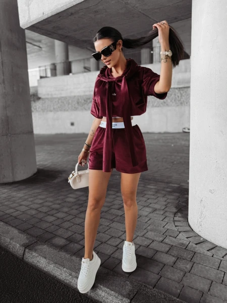Komplet damski OLAVOGA SIBE 2025 bordowy - maWer Fashion