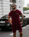 Welurowy komplet męski OLAVOGA NIGHT THREAD 2025 bordo - maWer Fashion