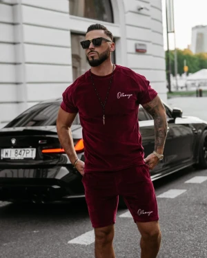 Welurowy komplet męski OLAVOGA NIGHT THREAD 2025 bordo