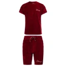 Welurowy komplet męski OLAVOGA NIGHT THREAD 2025 bordo - maWer Fashion