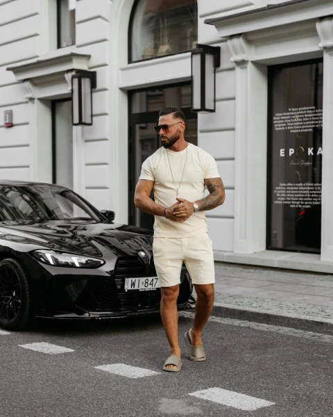 Welurowy komplet męski OLAVOGA NIGHT THREAD 2025 bordo - maWer Fashion