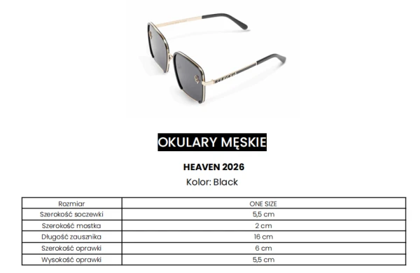 Okulary męskie OLAVOHA HEAVEN 2026 czarne - maWer Fashion