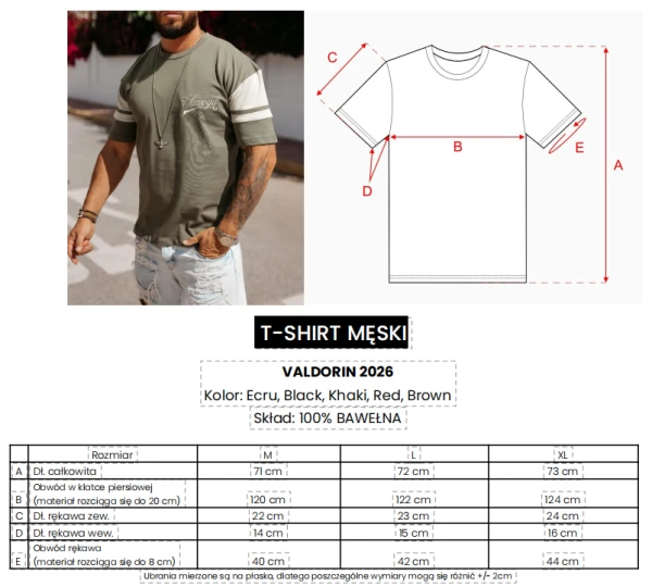 T-shirt męski OLAVOGA VALDORIN 2026 czerwony - maWer Fashion