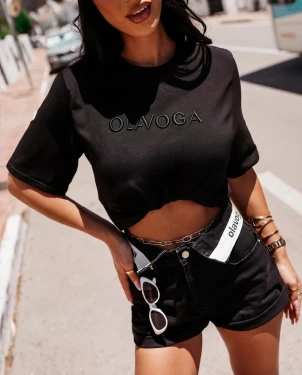 T-shirt damski OLAVOGA OVIRA 2026 czarny 