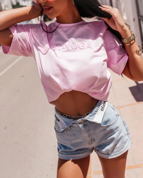 T-shirt damski OLAVOGA OVIRA 2026  blush pink - maWer Fashion