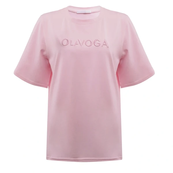 T-shirt damski OLAVOGA OVIRA 2026  blush pink - maWer Fashion