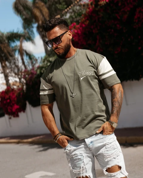 T-shirt męski OLAVOGA VALDORIN 2026 khaki - maWer Fashion