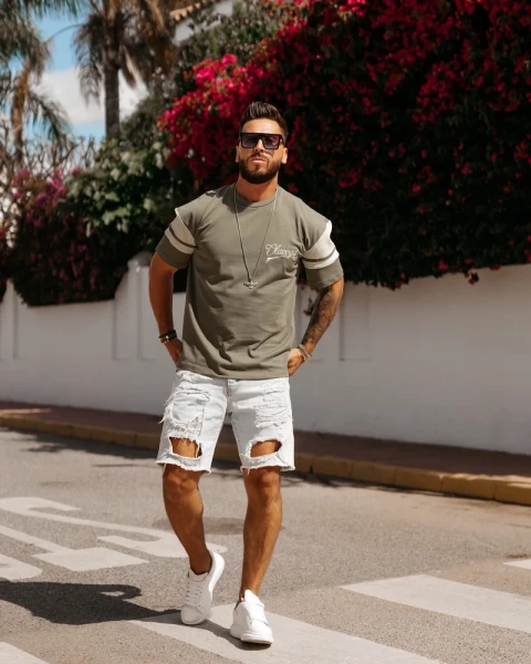 T-shirt męski OLAVOGA VALDORIN 2026 khaki - maWer Fashion