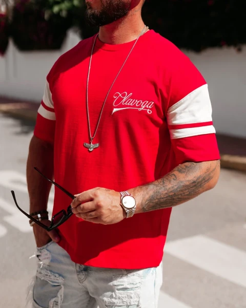 T-shirt męski OLAVOGA VALDORIN 2026 czerwony - maWer Fashion