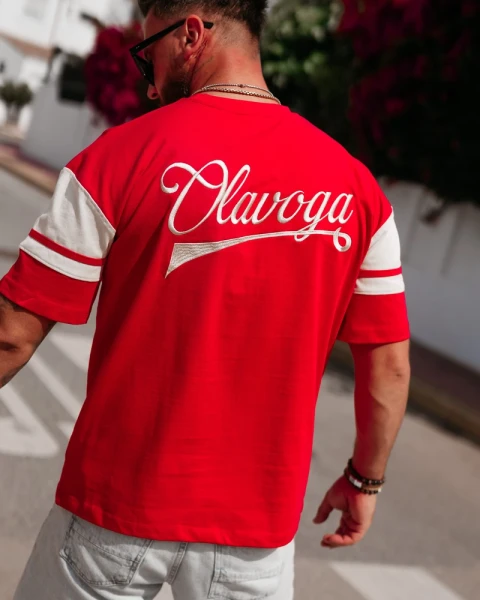T-shirt męski OLAVOGA VALDORIN 2026 czerwony - maWer Fashion