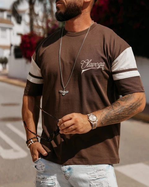 T-shirt męski OLAVOGA VALDORIN 2026 brąz - maWer Fashion