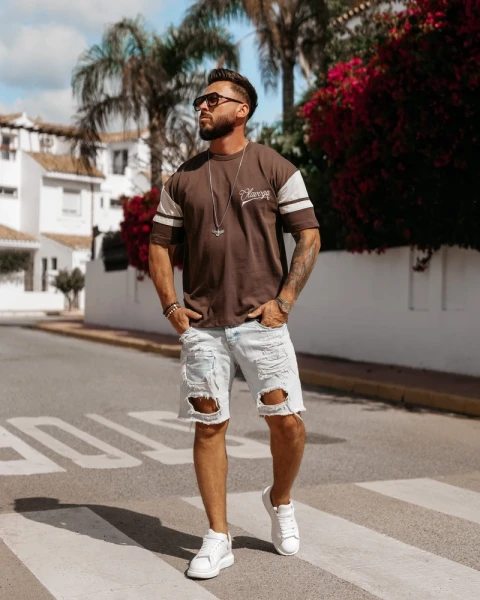 T-shirt męski OLAVOGA VALDORIN 2026 brąz - maWer Fashion