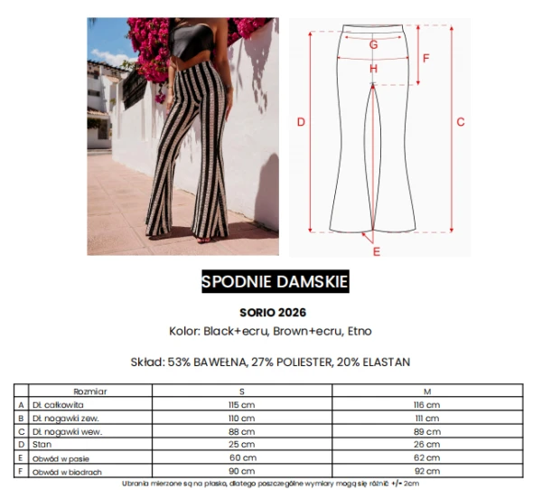 Spodnie damskie OLAVOGA SORIO 2026 brąz z ecru - maWer Fashion