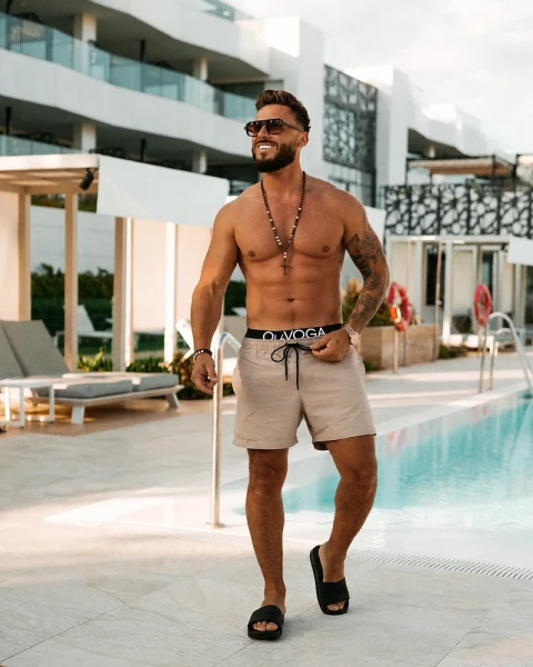 Kąpielówki męskie OLAVOGA REON 2026 beż - maWer Fashion