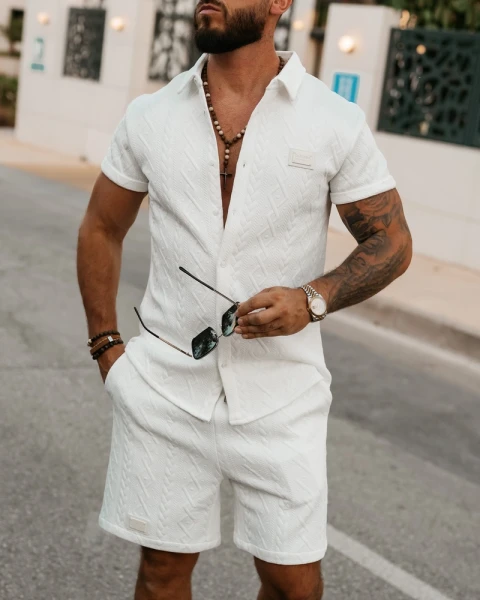 Komplet męski OLAVOGA BANDI 2026 ecru - maWer Fashion