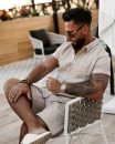 Komplet męski OLAVOGA BANDI 2026 beż - maWer Fashion