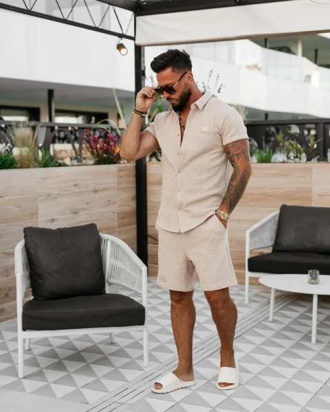 Komplet męski OLAVOGA BANDI 2026 beż - maWer Fashion