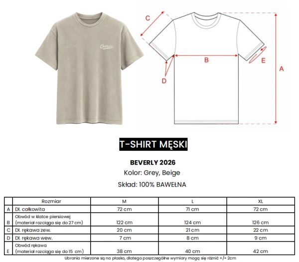 T-shirt męski OLAVOGA BEVERLY 2026 szary - maWer Fashion