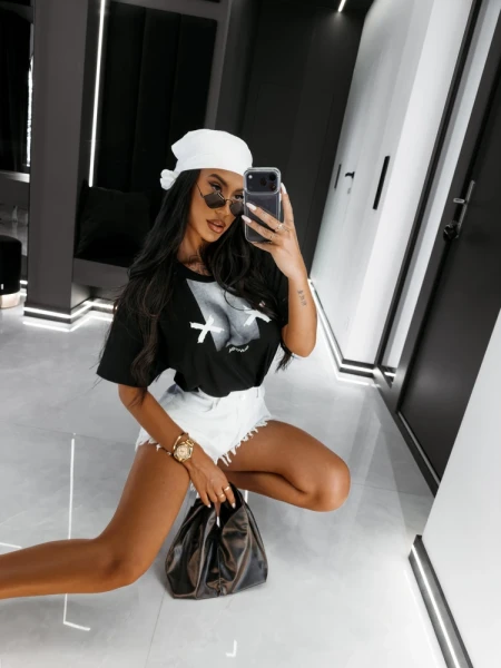 T-shirt damski OLAVOGA BRESTO 2026 czarny - maWer Fashion