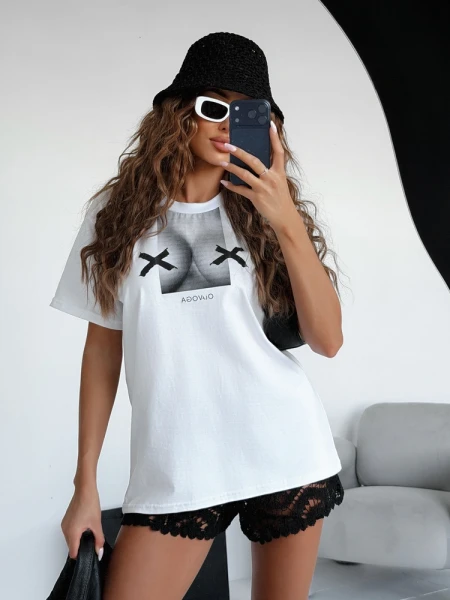 T-shirt damski OLAVOGA BRESTO 2026 ecru - maWer Fashion