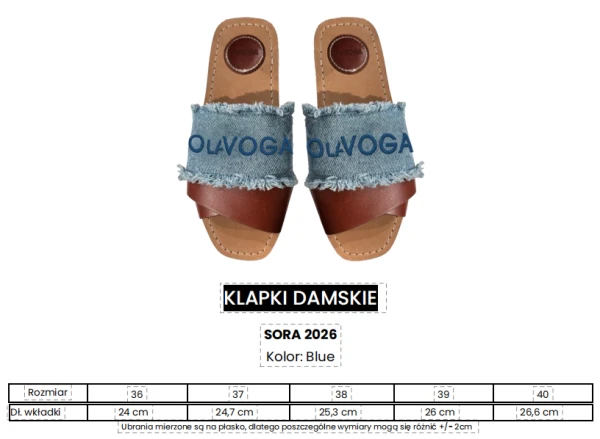 Klapki damskie OLAVOGA SORA 2026 niebieskie - maWer Fashion