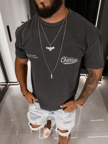 T-shirt męski OLAVOGA BEVERLY 2026 szary - maWer Fashion