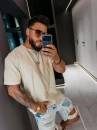 T-shirt męski OLAVOGA BEVERLY 2026 beż - maWer Fashion