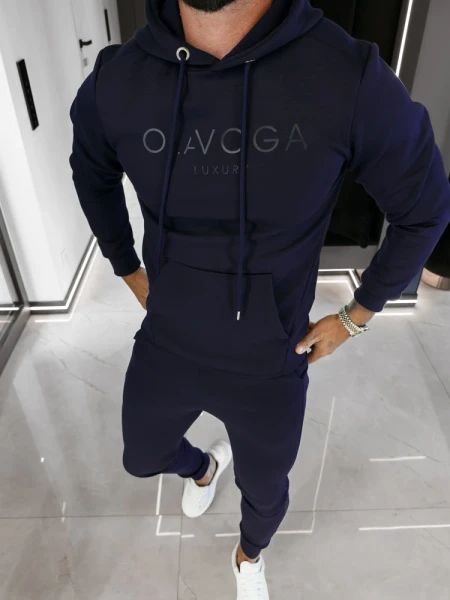 Komplet męski OLAVOGA LONG LOGO 2026 granatowy - maWer Fashion